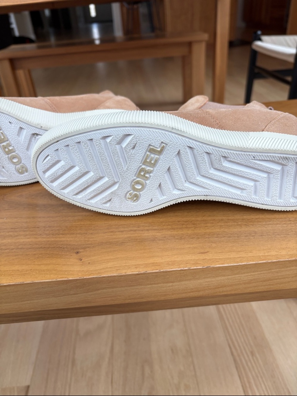 Sorel Suede Slip-On Boot in Tan with White Sole - Picture 2 of 4